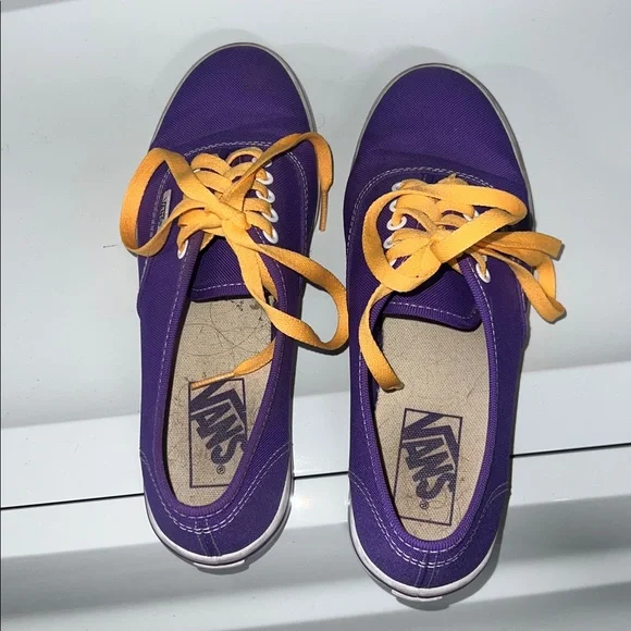 Purple vans sneakers yellow shoelaces size 6.5 - Picture 6 of 6